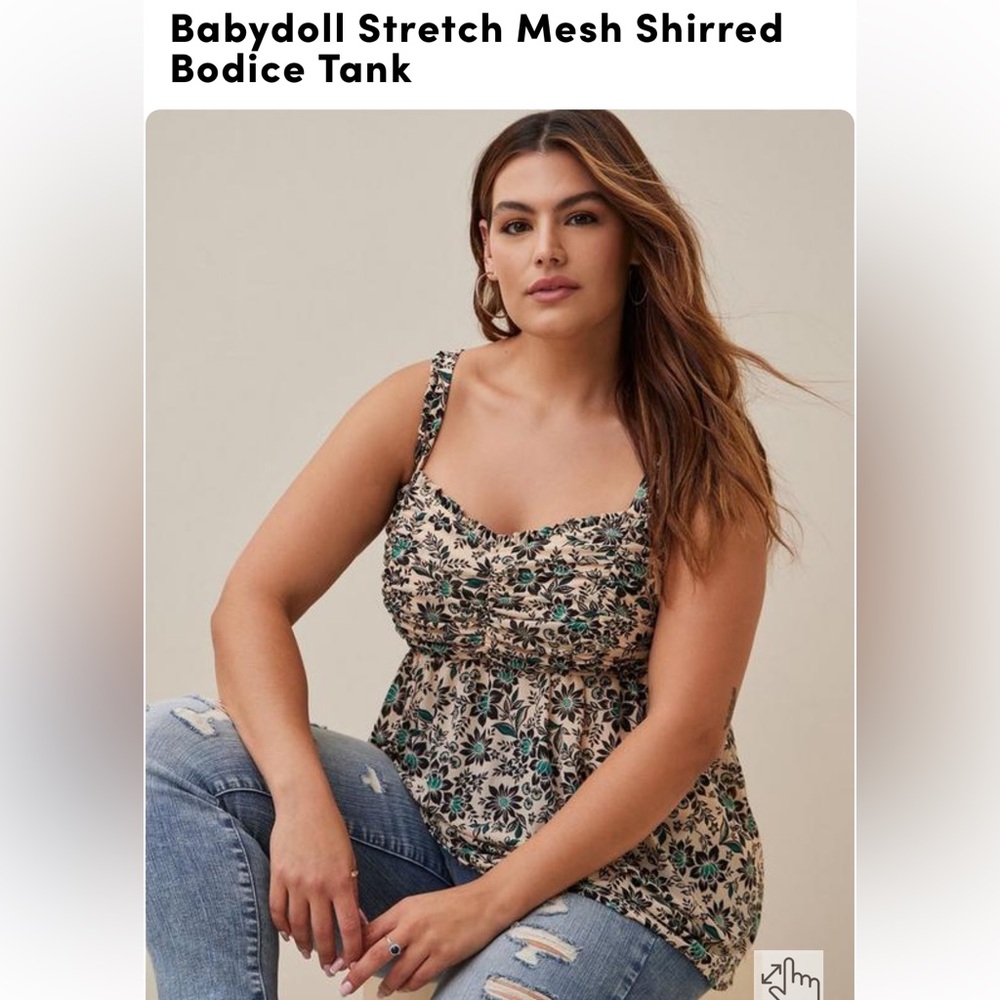 Torrid stretch mesh babydoll tank top